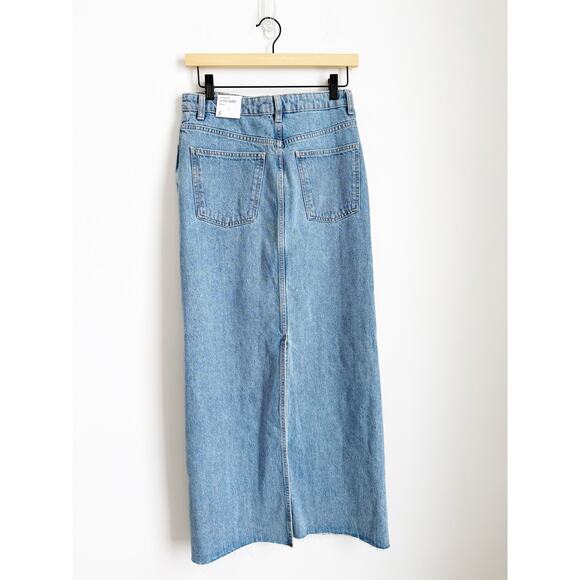 NWT Mango Long Denim Skirt Asymmetrical Button Small - Picture 4 of 7